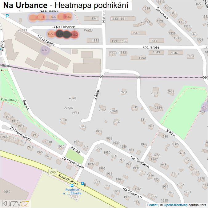 Mapa Na Urbance - Firmy v ulici.
