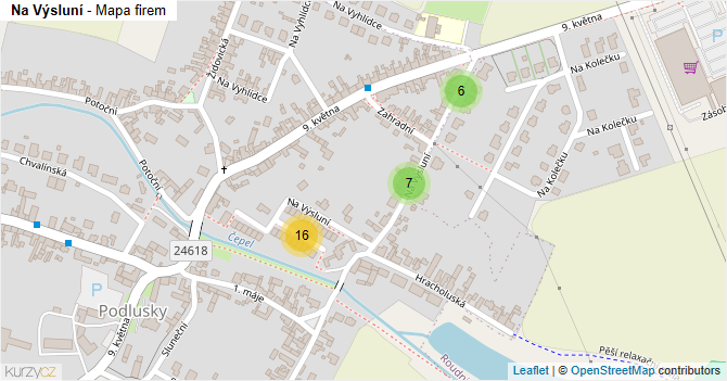Na Výsluní - mapa firem