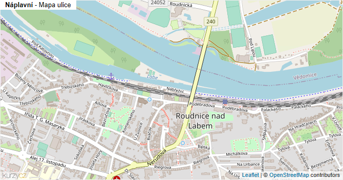 Náplavní - mapa ulice