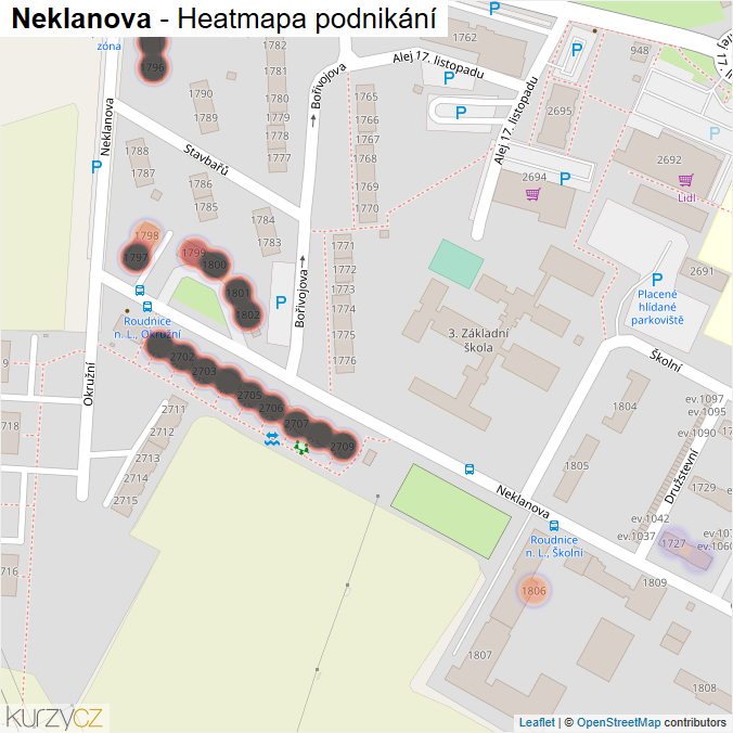 Mapa Neklanova - Firmy v ulici.