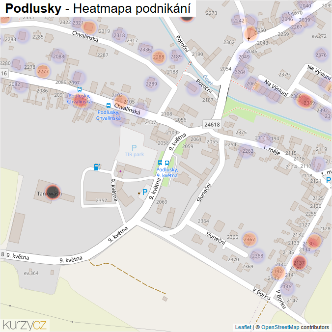 Mapa Podlusky - Firmy v části obce.