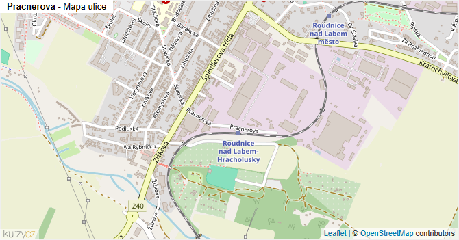 Pracnerova - mapa ulice