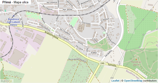 Přímá - mapa ulice