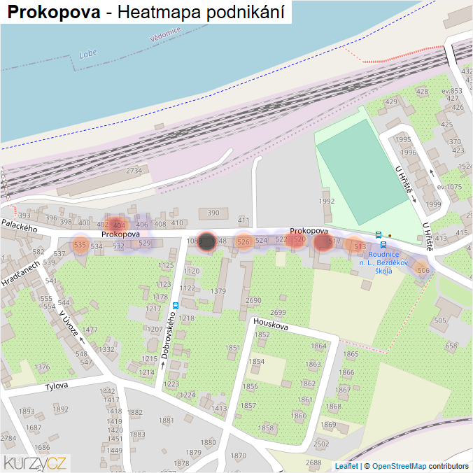 Mapa Prokopova - Firmy v ulici.