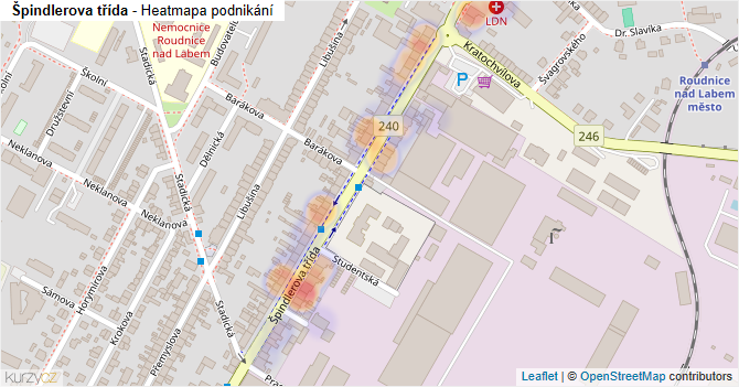 Špindlerova třída - mapa podnikání