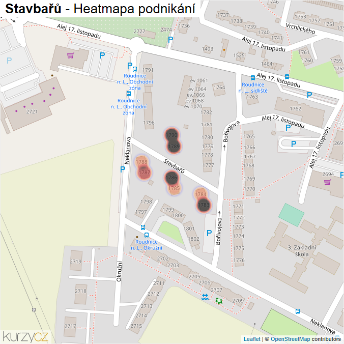 Mapa Stavbařů - Firmy v ulici.