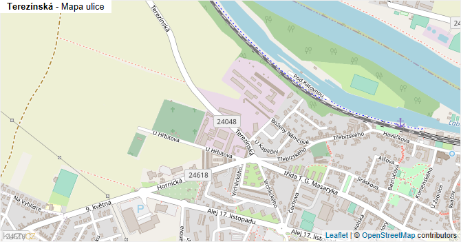 Terezínská - mapa ulice
