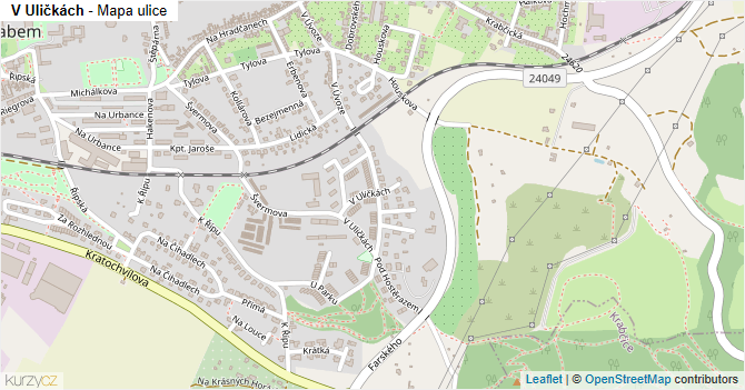 V Uličkách - mapa ulice