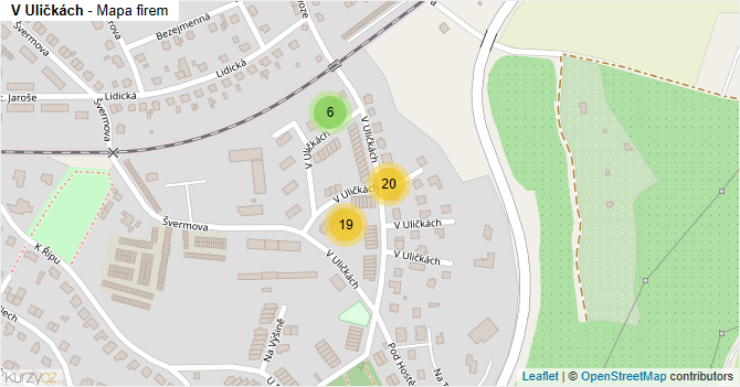 V Uličkách - mapa firem