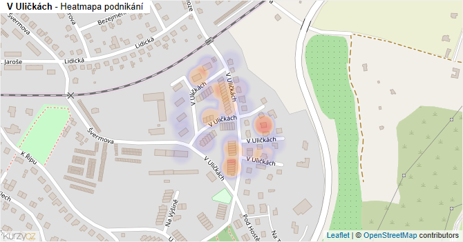 V Uličkách - mapa podnikání