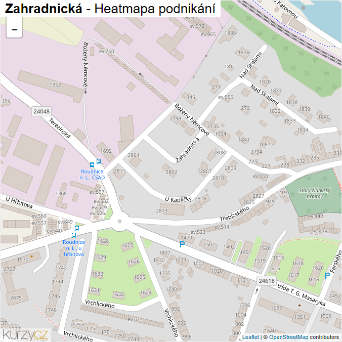 Mapa Zahradnická - Firmy v ulici.