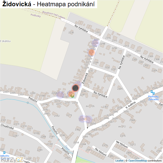 Mapa Židovická - Firmy v ulici.