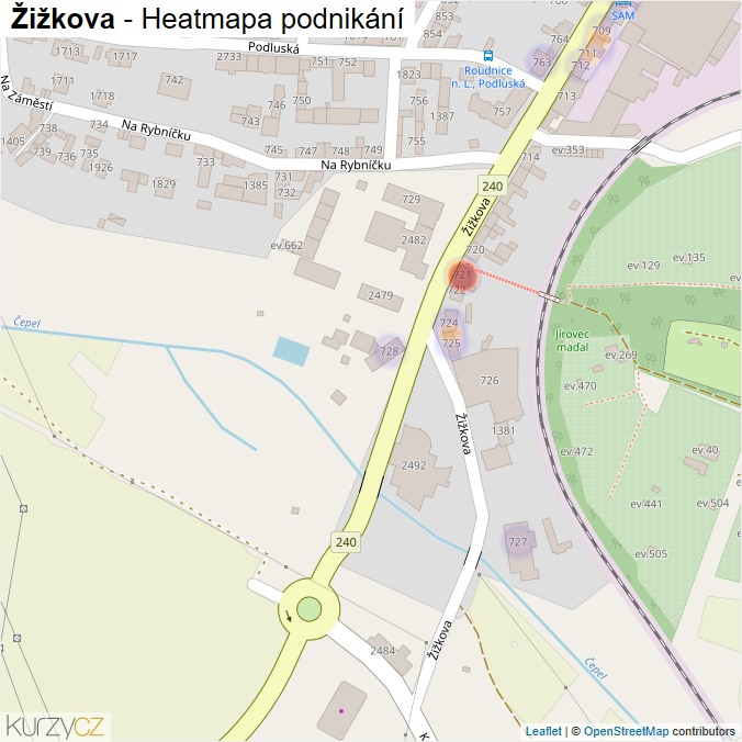 Mapa Žižkova - Firmy v ulici.