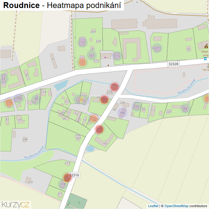 Mapa Roudnice - Firmy v části obce.