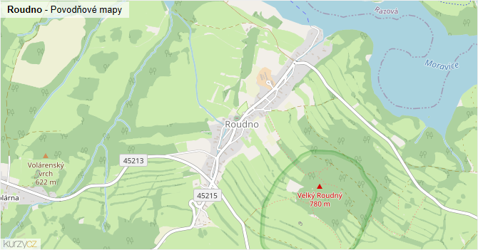 Roudno - záplavové mapy stoleté vody
