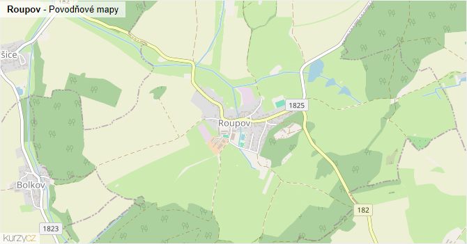 Roupov - záplavové mapy stoleté vody
