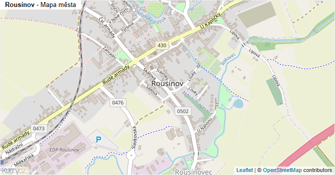 Rousínov - mapa města