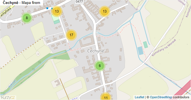 Čechyně - mapa firem
