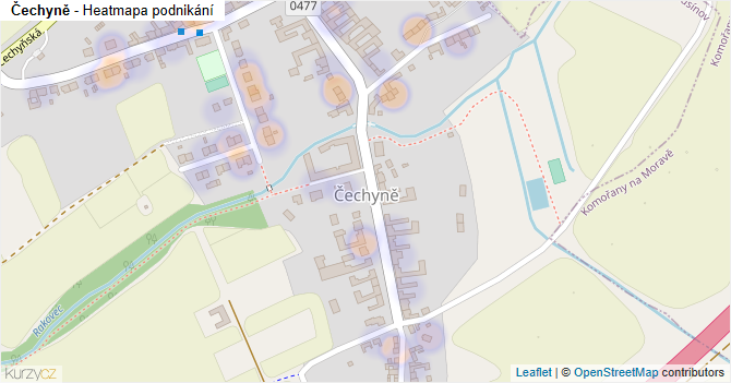 Čechyně - mapa podnikání