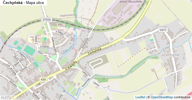 Čechyňská - mapa ulice