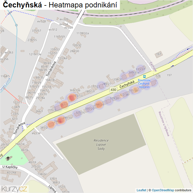 Mapa Čechyňská - Firmy v ulici.