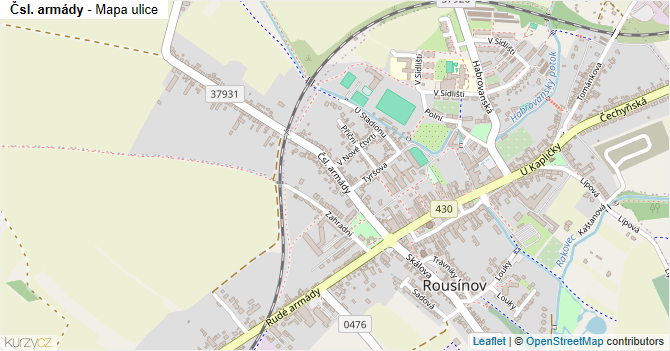 Čsl. armády - mapa ulice
