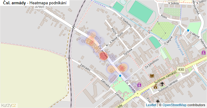 Čsl. armády - mapa podnikání