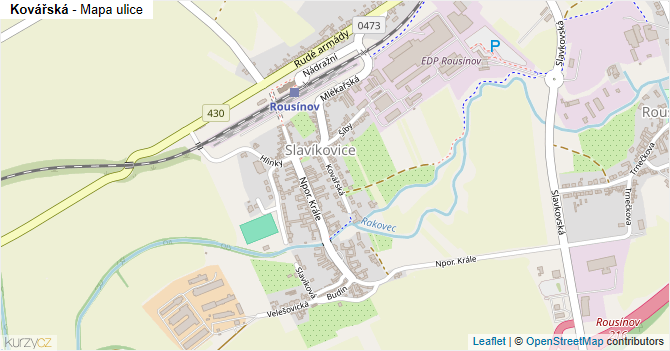 Kovářská - mapa ulice