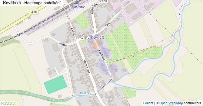Kovářská - mapa podnikání