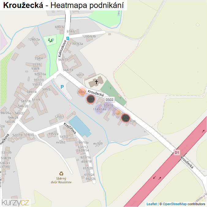Mapa Kroužecká - Firmy v ulici.
