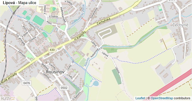Lípová - mapa ulice