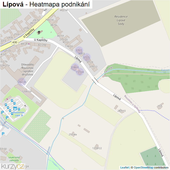 Mapa Lípová - Firmy v ulici.