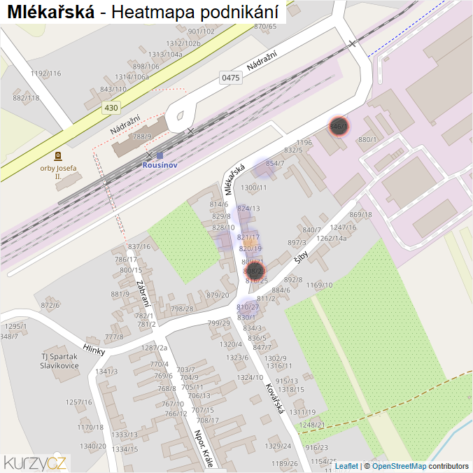 Mapa Mlékařská - Firmy v ulici.