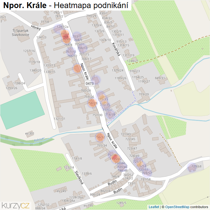 Mapa Npor. Krále - Firmy v ulici.