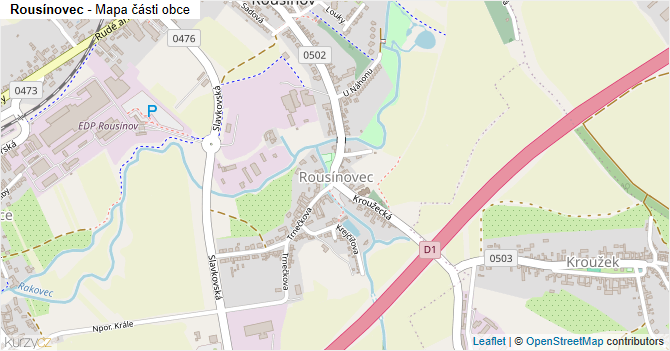 Rousínovec - mapa části obce
