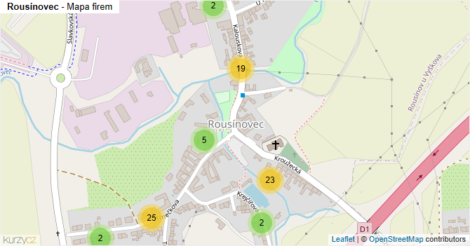 Rousínovec - mapa firem