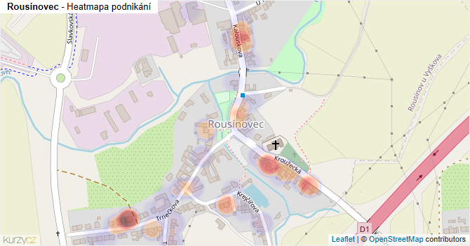 Rousínovec - mapa podnikání