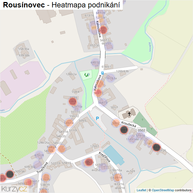 Mapa Rousínovec - Firmy v části obce.