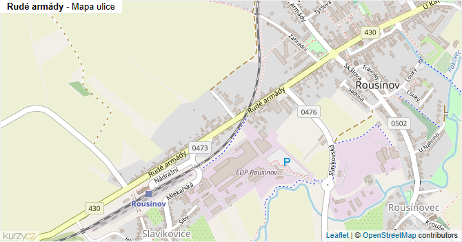 Rudé armády - mapa ulice