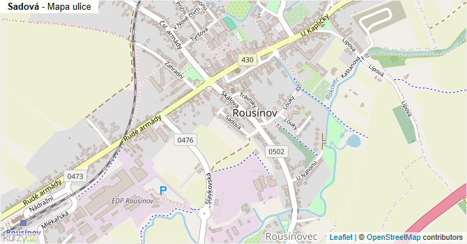 Sadová - mapa ulice