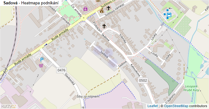 Sadová - mapa podnikání