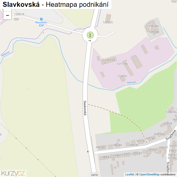 Mapa Slavkovská - Firmy v ulici.
