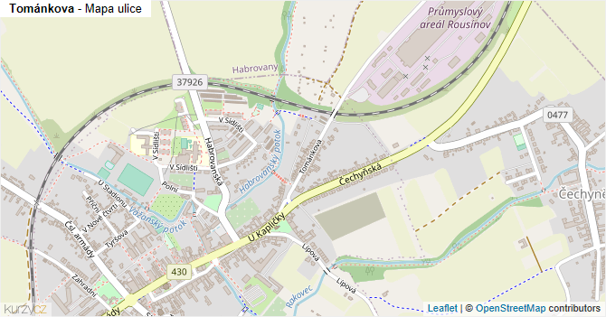 Tománkova - mapa ulice