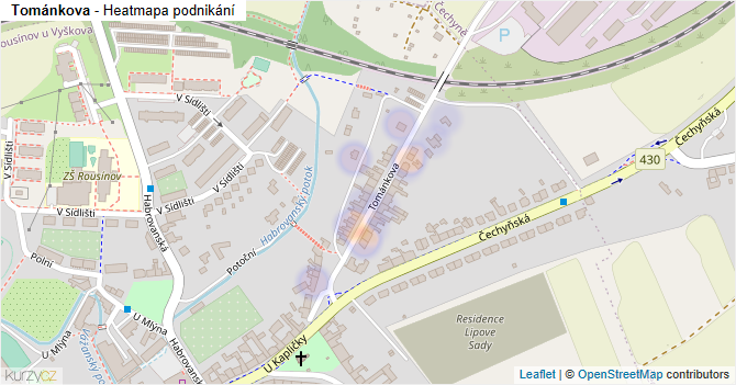 Tománkova - mapa podnikání