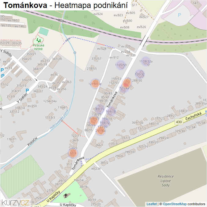 Mapa Tománkova - Firmy v ulici.