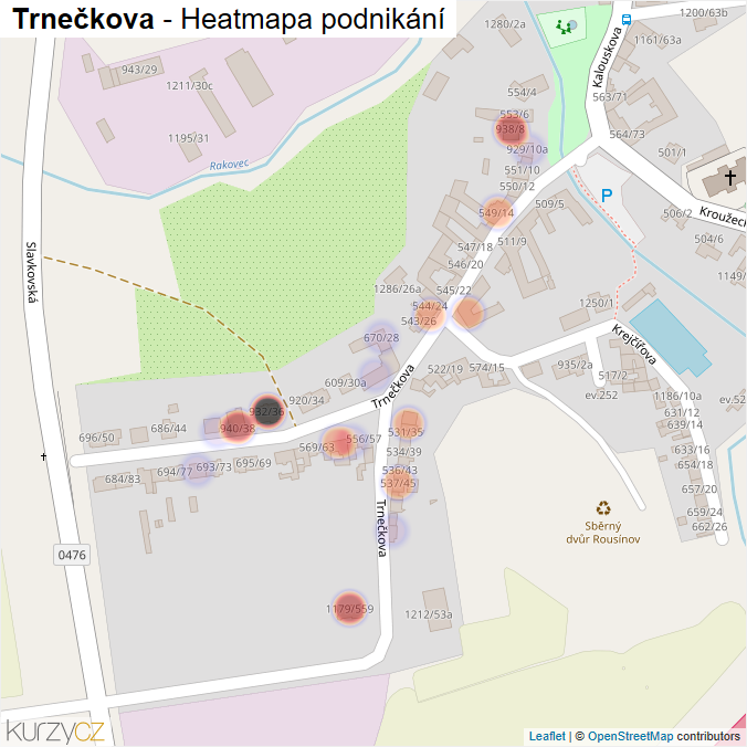 Mapa Trnečkova - Firmy v ulici.