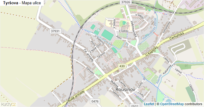Tyršova - mapa ulice