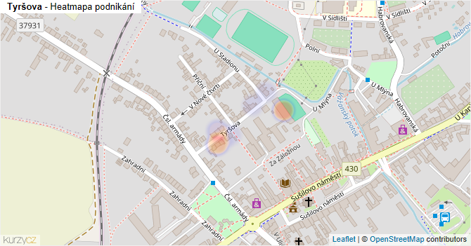 Tyršova - mapa podnikání