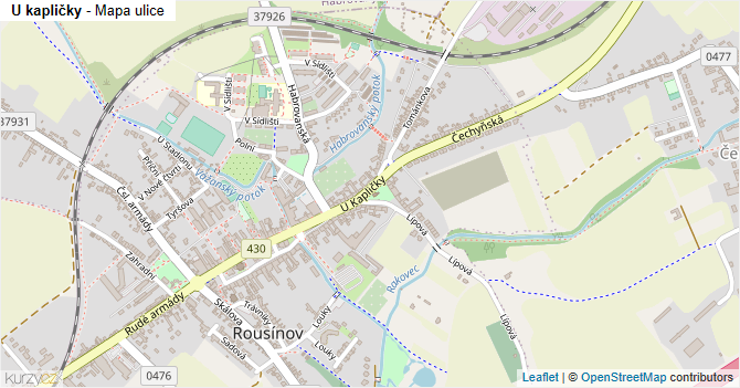 U kapličky - mapa ulice