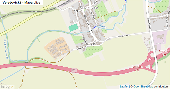 Velešovická - mapa ulice